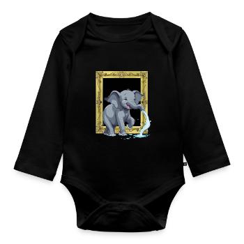 Elephant Elephant Trunk - Organic Longsleeve Baby Bodysuit - black - Front