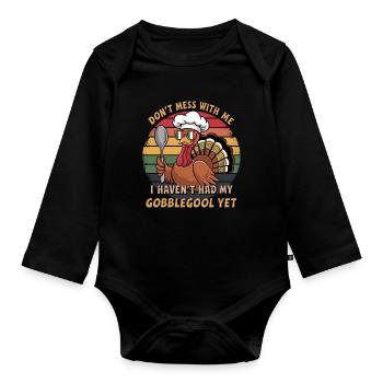 Turkey Day Thanksgiving Day Gobblegool - Organic Longsleeve Baby Bodysuit - black - Front