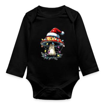 Champignon Cottagecore Esthétique Père Noël - Body Bébé bio manches longues - noir - Devant