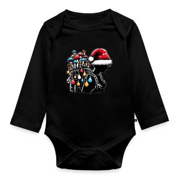 Pilzjäger Pilzjagd Weihnachtsmütze - Baby Bio-Langarm-Body - Schwarz - Vorne