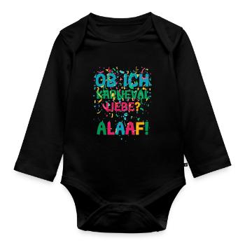 Ob ich Karneval Liebe Alaaf Fastnacht Konfetti - Baby Bio-Langarm-Body - Schwarz - Vorne