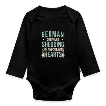 German Shepherd Shedding Hair And Stealing Hearts - Organic Longsleeve Baby Bodysuit - black - Front