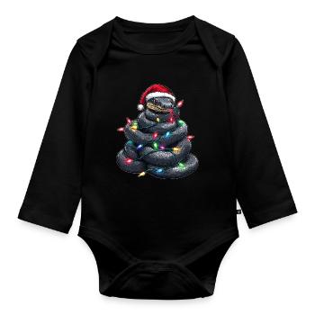 Chapeau de Noël Black Snake Noël - Body Bébé bio manches longues - noir - Devant