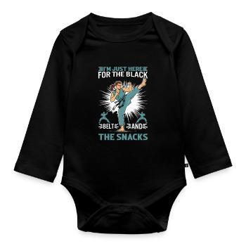 Je suis juste ici pour la ceinture noire et les collations ! - Body Bébé bio manches longues - noir - Devant