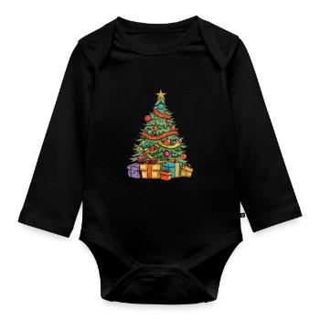Sapin de Noël Noël - Body Bébé bio manches longues - noir - Devant
