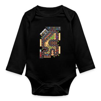 Road Landscape Road Traffic Highway Car - Organic Longsleeve Baby Bodysuit - black - Front