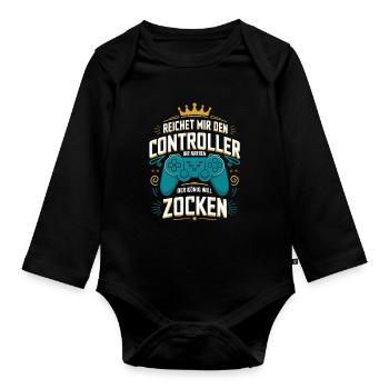 Gamer Gaming Gamer Gaming Christmas - Organic Longsleeve Baby Bodysuit - black - Front