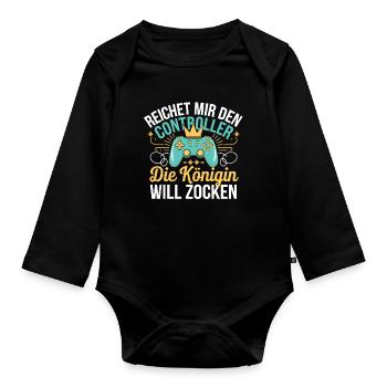 Gamer Gaming Gamer Gaming Christmas - Organic Longsleeve Baby Bodysuit - black - Front