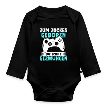Gamer Gaming Gamer Gaming Christmas - Organic Longsleeve Baby Bodysuit - black - Front