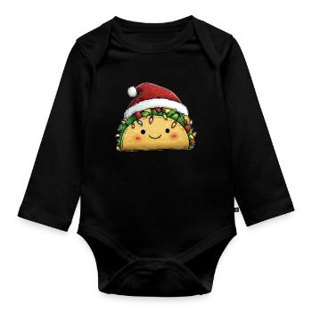 Tacos Mexicaine Nourriture Père Noël - Body Bébé bio manches longues - noir - Devant