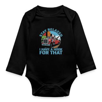 Abschleppdienst Abschlepper - Baby Bio-Langarm-Body - Schwarz - Vorne