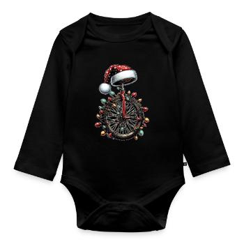 Monocycle Monocycle Chapeau de Noël - Body Bébé bio manches longues - noir - Devant