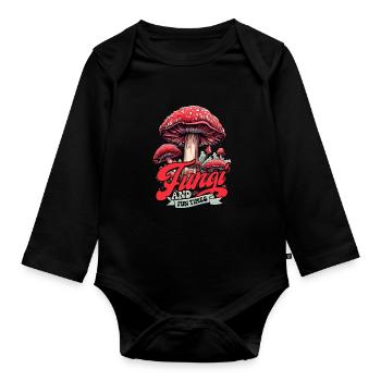 Mushroom Pickers Mushroom Growers Fungi And Fun Times - Organic Longsleeve Baby Bodysuit - black - Front