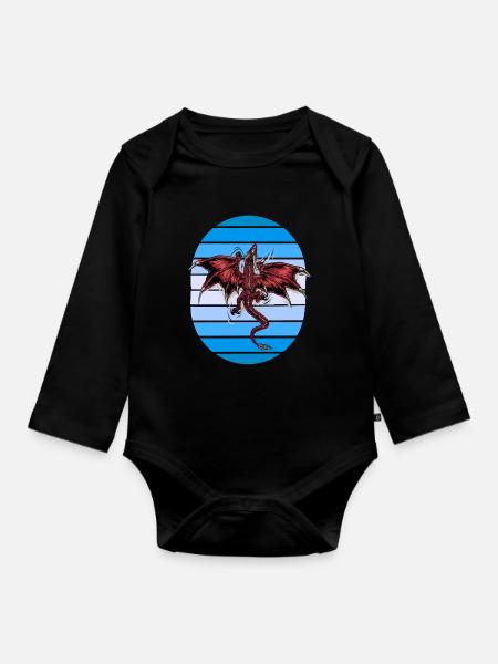 mystisch Drache Drachen - Baby Bio-Langarm-Body - Schwarz