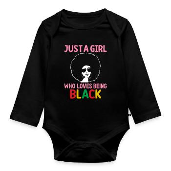 Schwarzer Geschichtsmonat Afrikanisches Mädchen li - Baby Bio-Langarm-Body - Schwarz - Vorne