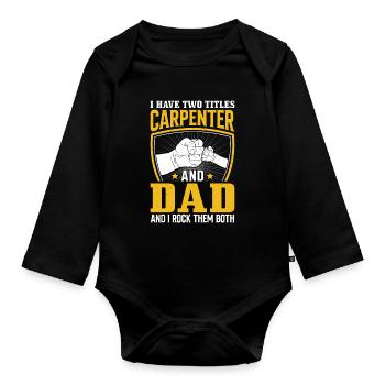 charpentier papa rock les deux menuisier menuisier - Body Bébé bio manches longues - noir - Devant