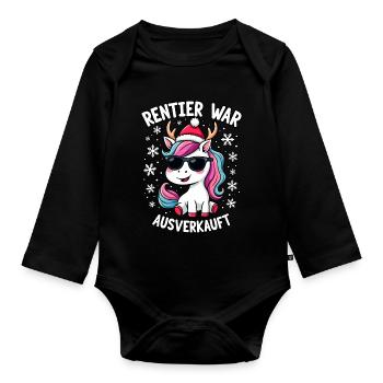 Rentier war ausverkauft Einhorn - Baby Bio-Langarm-Body - Schwarz - Vorne