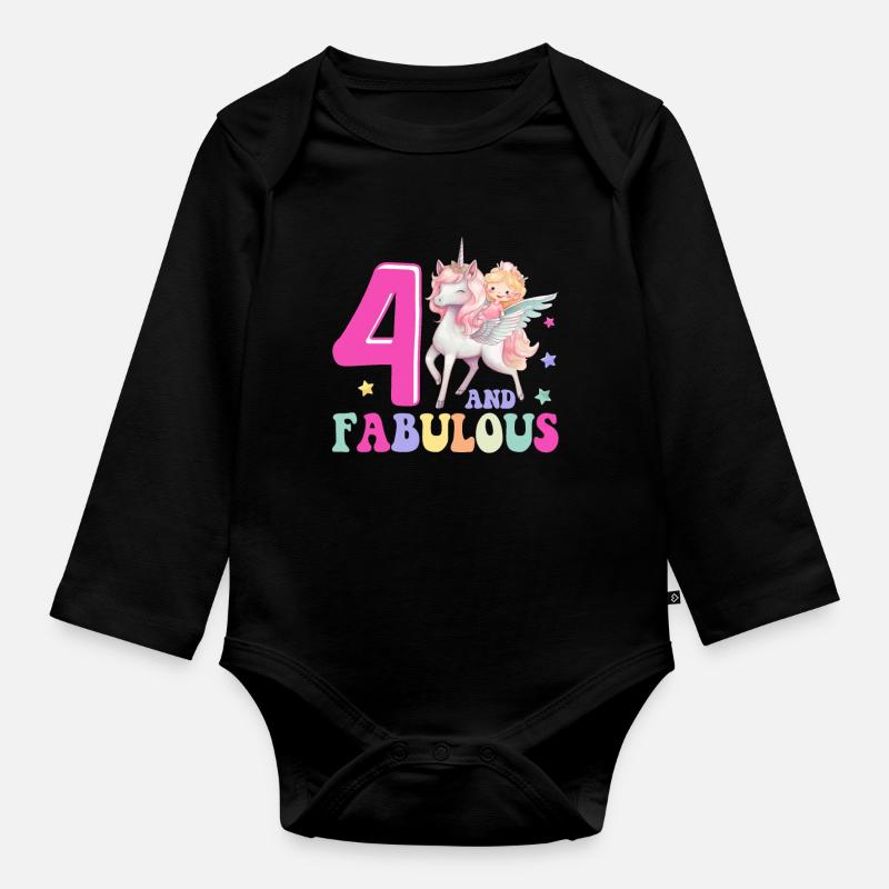 4 Et fabuleux - Body Bébé bio manches longues - noir