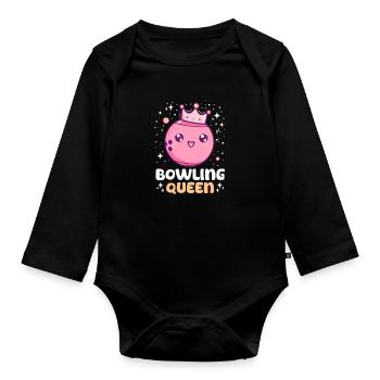 Bowling Bowling Königin - Baby Bio-Langarm-Body - Schwarz - Vorne