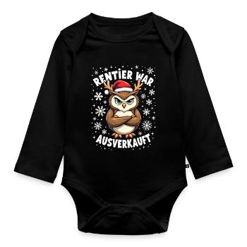 Eule Rentier war ausverkauft - Baby Bio-Langarm-Body - Schwarz - Vorne