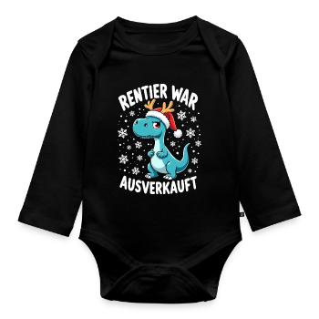 Dino Rentier war ausverkauft - Baby Bio-Langarm-Body - Schwarz - Vorne