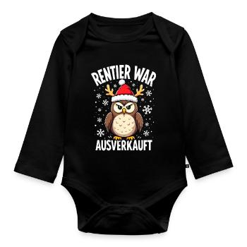 Eule Rentier war ausverkauft - Baby Bio-Langarm-Body - Schwarz - Vorne