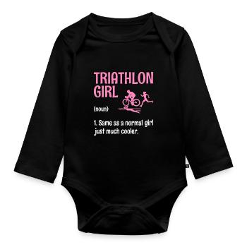 Triathlon Fille Définition Nager Vélo Courir Triathlète - Body Bébé bio manches longues - noir - Devant
