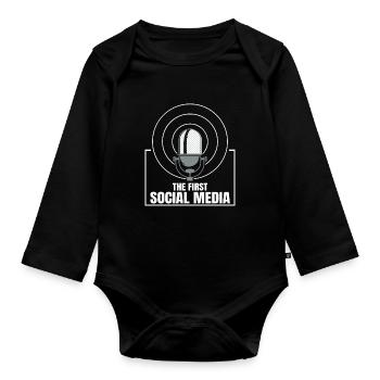 Das Erste Soziale Medium Funkgerät Mikrofon Retro - Baby Bio-Langarm-Body - Schwarz - Vorne