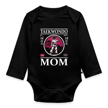 Taekwondo Mom - Kampfsport Mutter Design - Baby Bio-Langarm-Body - Schwarz - Vorne