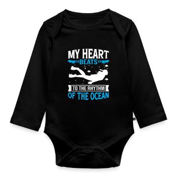 Mein Herz schlägt im Rhythmus des Ozeans. - Baby Bio-Langarm-Body - Schwarz - Vorne