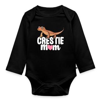Crestie Mom Crested Gecko Lizard - Organic Longsleeve Baby Bodysuit - black - Front