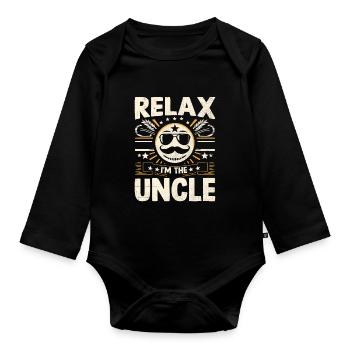 Relax I'm The Uncle Family Uncles Niece Nephew - Organic Longsleeve Baby Bodysuit - black - Front