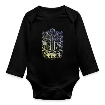 Der Herr Ist Mein Hirte Jesus Bibelspruch - Baby Bio-Langarm-Body - Schwarz - Vorne