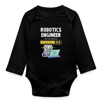 Robotics Engineer In Progress Bitte Warten - Baby Bio-Langarm-Body - Schwarz - Vorne