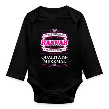 Qualitätsmerkmal Hannah einfach Erstklassig Outfit - Baby Bio-Langarm-Body - Schwarz - Vorne