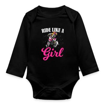 Dirt Bike Fille Motard Moto Femmes Monter Comme Un G - Body Bébé bio manches longues - noir - Devant