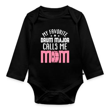 Tambour-major m’appelle maman Tambours Batteur Maman Mars - Body Bébé bio manches longues - noir - Devant