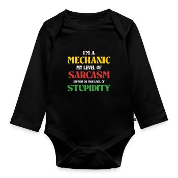 Mécanique Sarcasme Stupidité Humour Dire - Body Bébé bio manches longues - noir - Devant