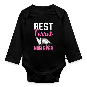 Meilleure maman furet de tous les temps propriétaire d’animal de compagnie - Body Bébé bio manches longues - noir - Devant