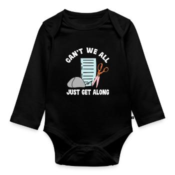 We can't all just get along well - Organic Longsleeve Baby Bodysuit - black - Front
