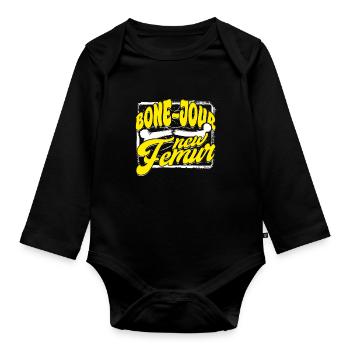 Beinbruch Gebrochener Oberschenkel - Baby Bio-Langarm-Body - Schwarz - Vorne