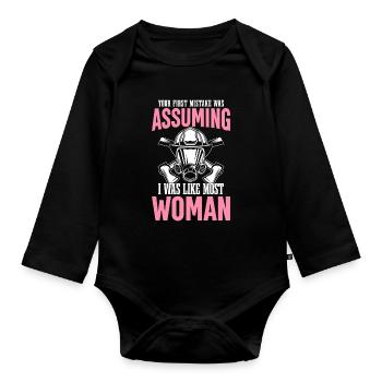 Firefighter Firefighting Suppose I was - Organic Longsleeve Baby Bodysuit - black - Front