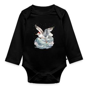 Christmas Maritime Santa Claus Seagull Seagulls Xmas - Organic Longsleeve Baby Bodysuit - black - Front