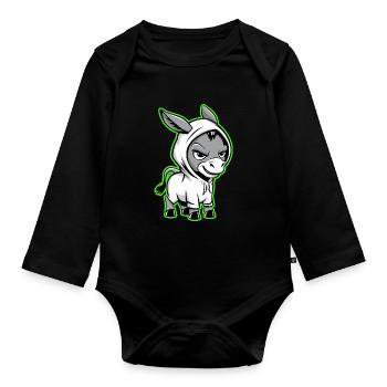 Donkey Urban Animal Style Animal Lover - Organic Longsleeve Baby Bodysuit - black - Front