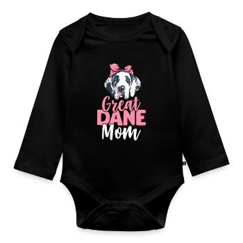 Great Dane Mom Dog Lover Dog Mom - Organic Longsleeve Baby Bodysuit - black - Front