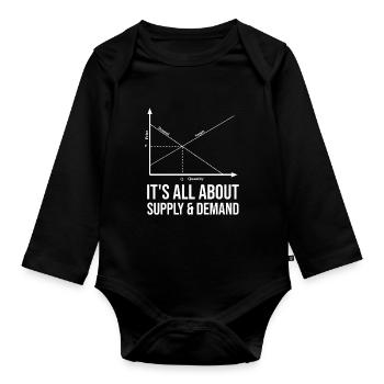 It's all about supply and demand - Organic Longsleeve Baby Bodysuit - black - Front