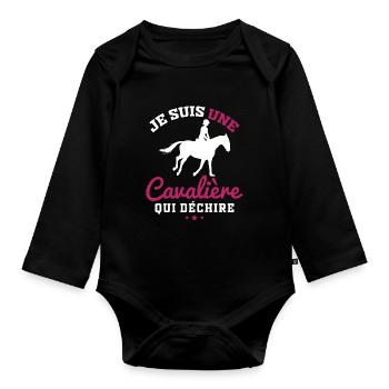 Ich bin ein Reiter, der Geschenke zerreißt - Baby Bio-Langarm-Body - Schwarz - Vorne