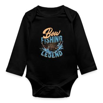 Bogenfischer Bogenfischen Bow Fishing Legend - Baby Bio-Langarm-Body - Schwarz - Vorne