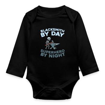 Blacksmith metalworker - Organic Longsleeve Baby Bodysuit - black - Front