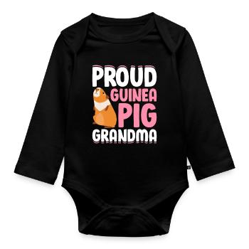 Fière grand-mère cochon d’Inde - Body Bébé bio manches longues - noir - Devant